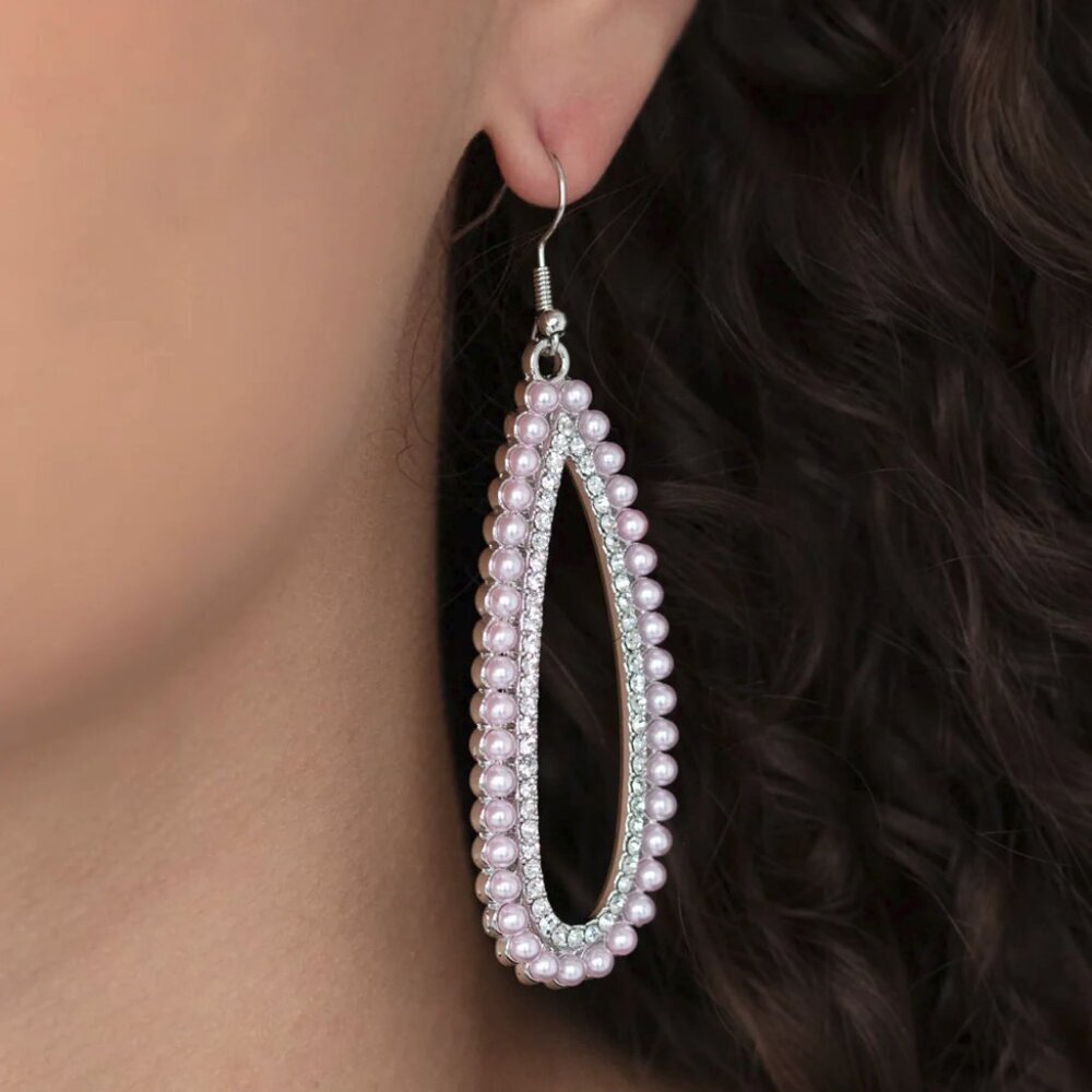 Paparazzi Jewelry Accessories - Glamorously Glowing - Pink Earrings - Vintage
